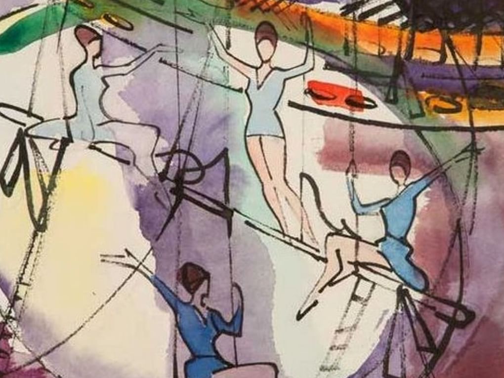 Валерий Алфеевский. Воздушные акробаты (фрагмент). 1966. Государственный Русский музей, Санкт-Петербург