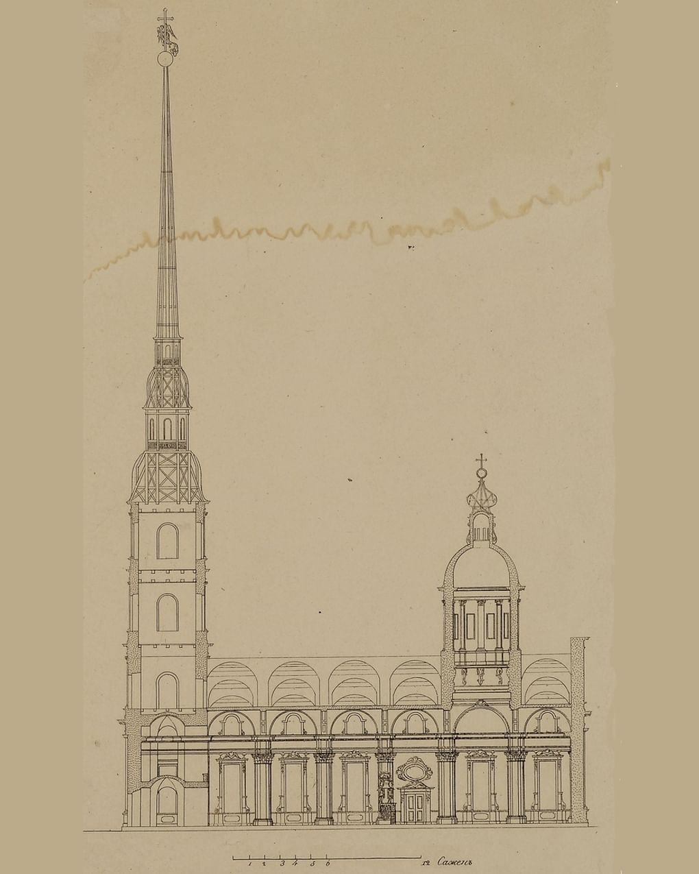 А. Шелковников. Петропавловский собор в разрезе. 1826. Частное собрание