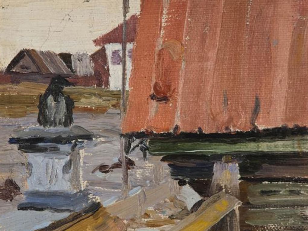 Александр Самохвалов. Улица в Бежецке (фрагмент). 1912. Тверская областная картинная галерея, Тверь