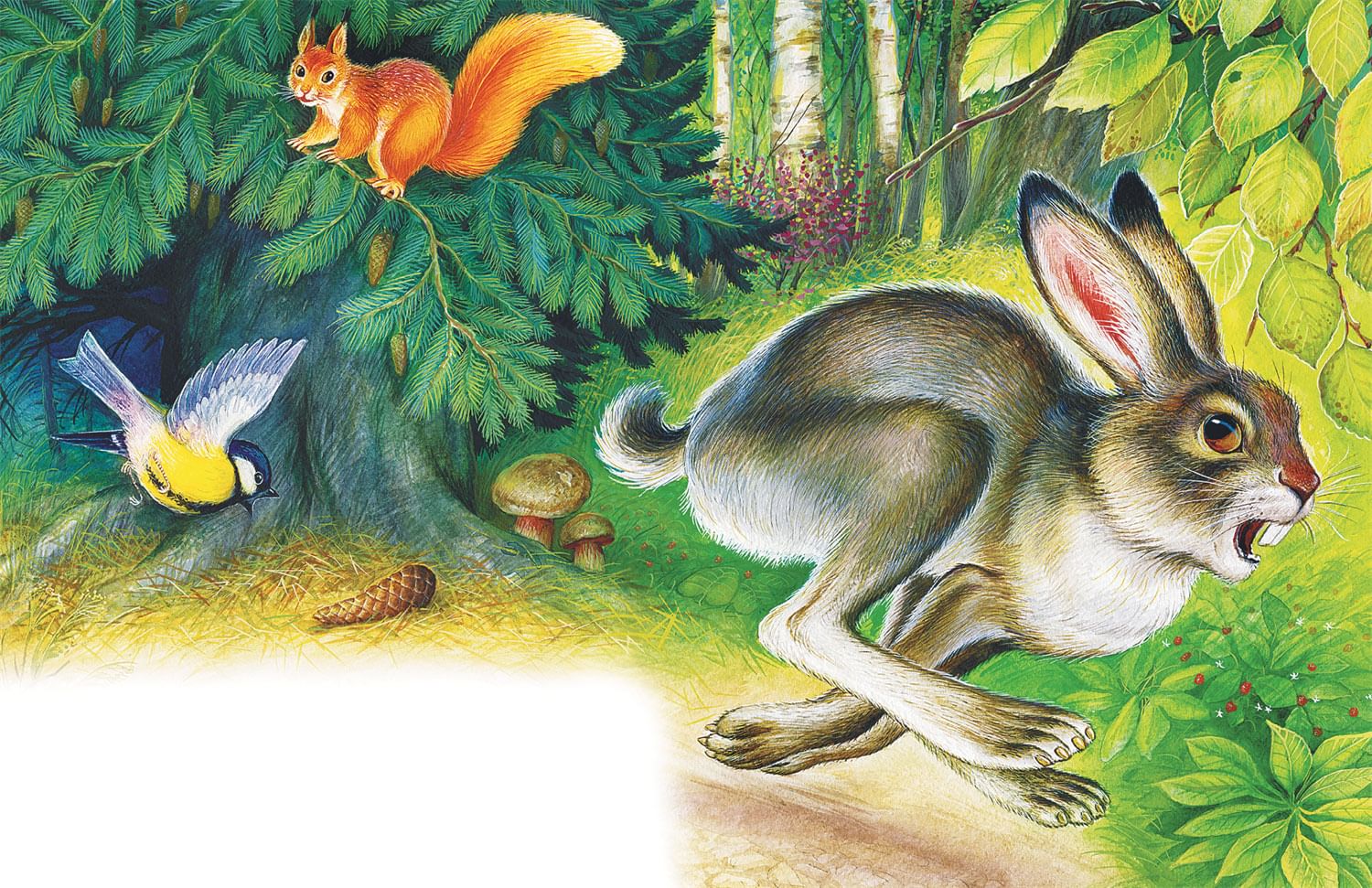 Жизнь животных весной сладкова сказки. Зайчик в лесу. Сказочные Лесные животные. Картина заяц для детей.