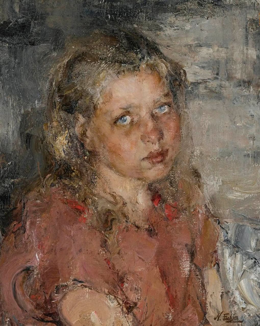 Николай Фешин. Портрет девочки (фрагмент). 1910-е. Частное собрание