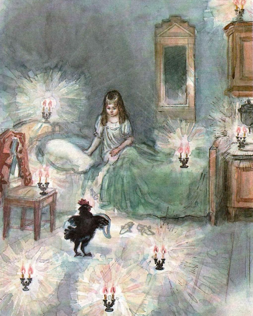 Алексей Рейпольский. Иллюстрация к сказке Антония Погорельского «Черная курица, или Подземные жители» (фрагмент). Издательство «Художник РСФСР», 1989