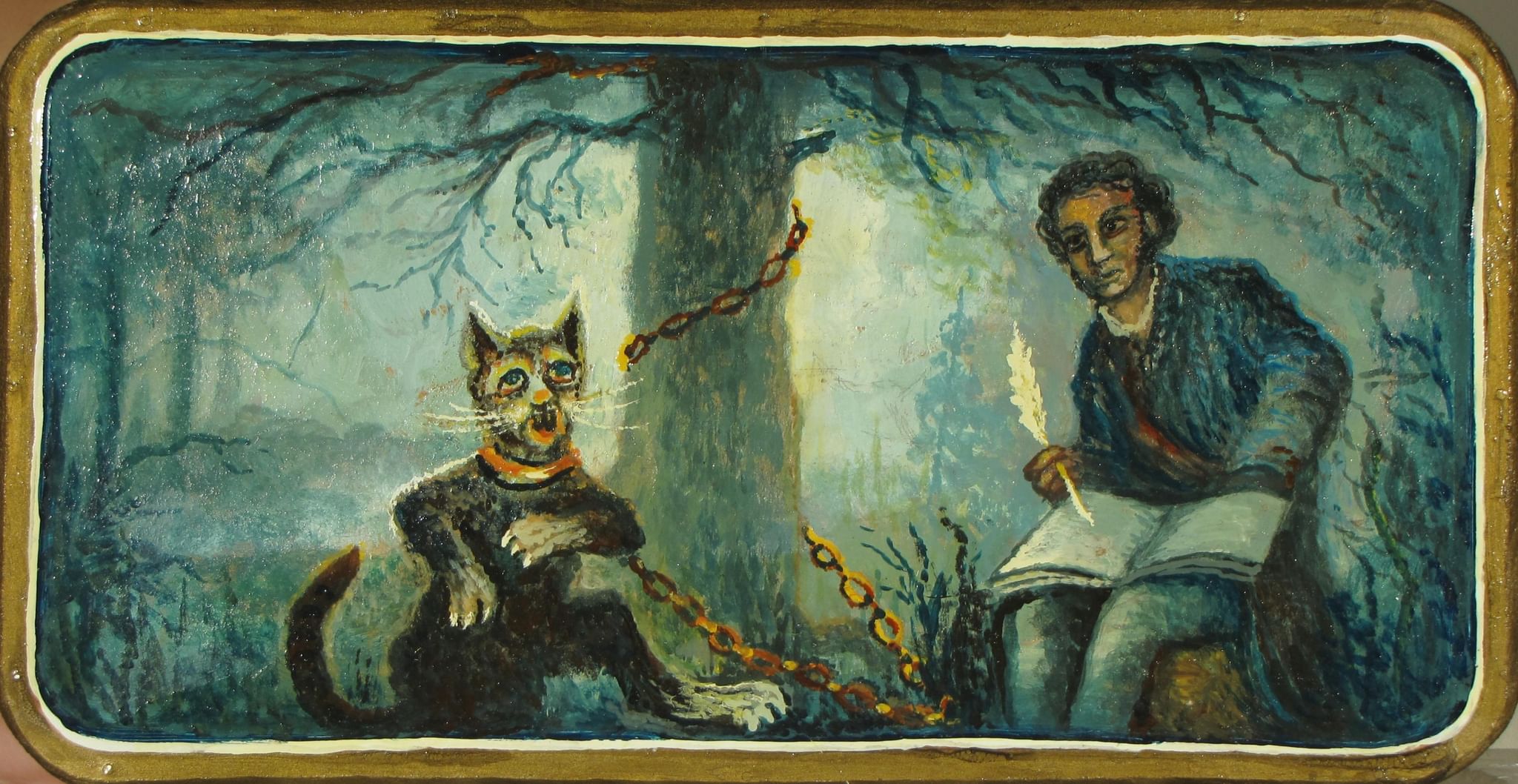Кот и Пушкин живопись