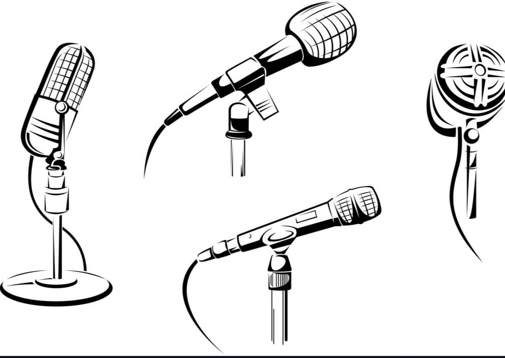 Микрофон черно белая картинка