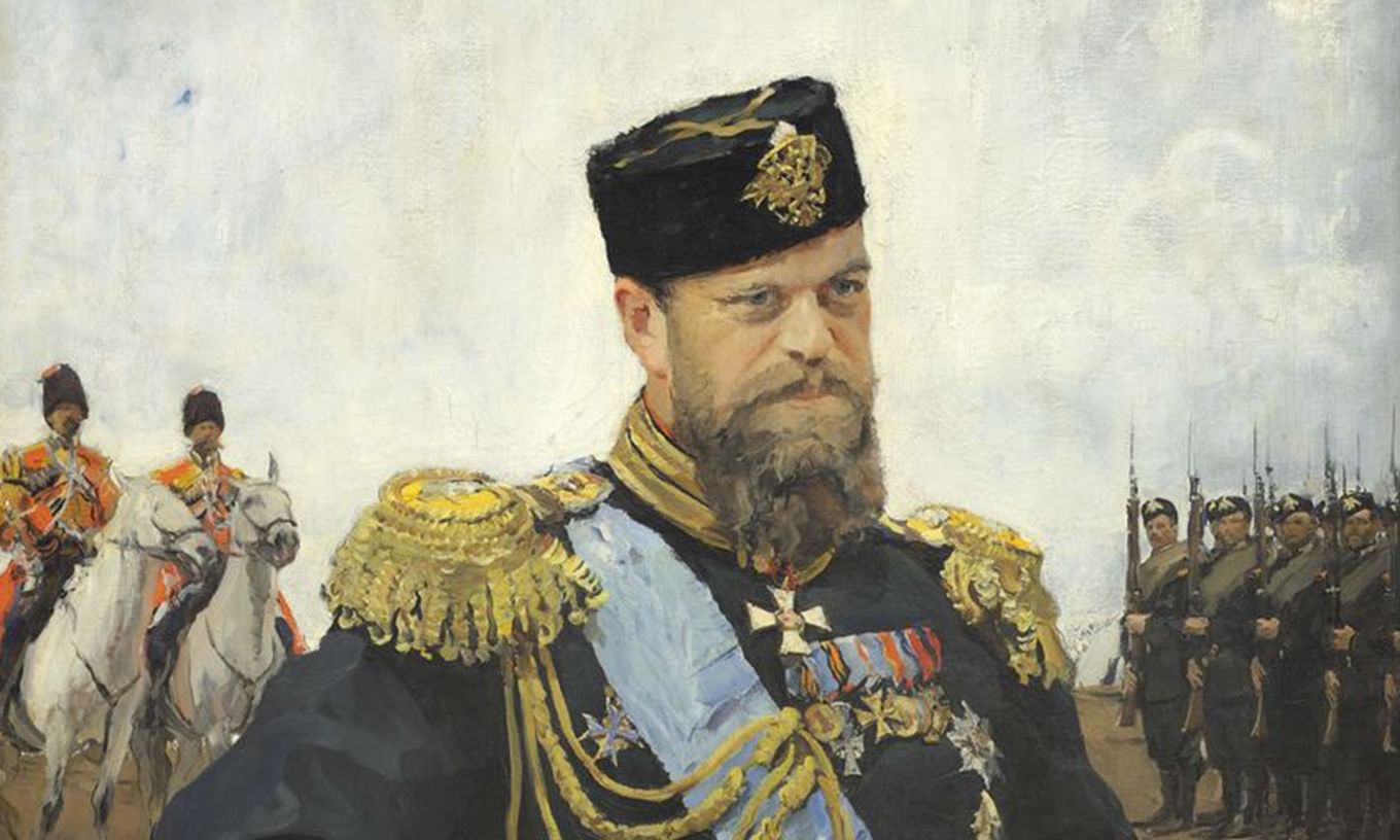 Николай 2 на фоне флага рисунок