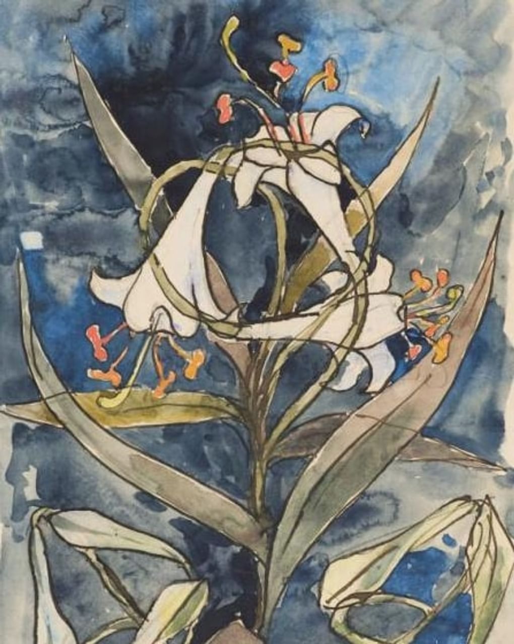 Елена Поленова. Лилия (фрагмент). Рисунок для вышивки. Начало 1890-х. Государственный историко-художественный и литературный музей-заповедник «Абрамцево», Московская область