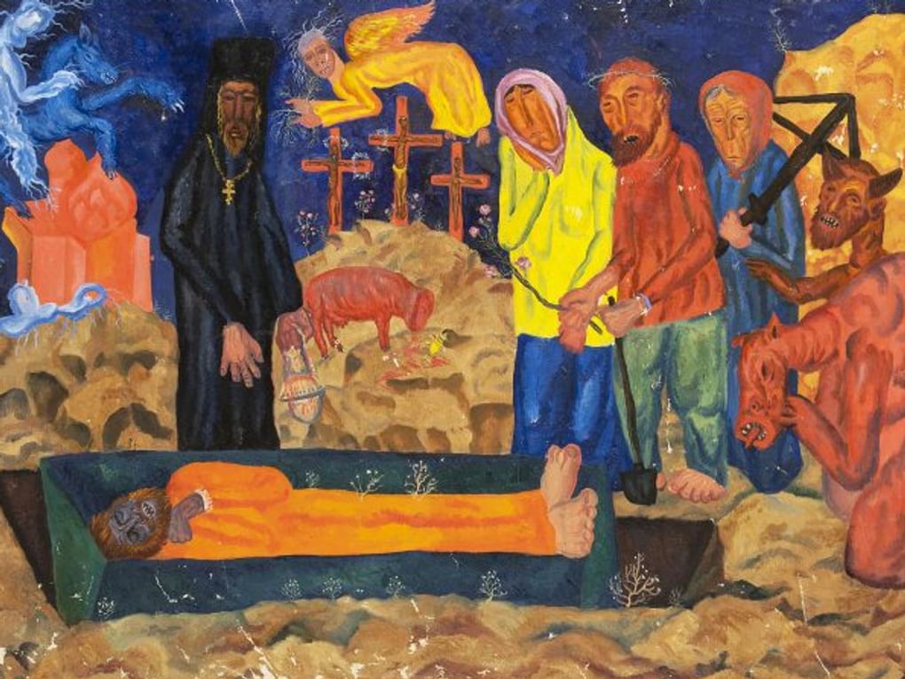 Алексей Смирнов. Похороны кормильца (фрагмент). Не позднее 1974. Государственный Русский музей, Санкт-Петербург