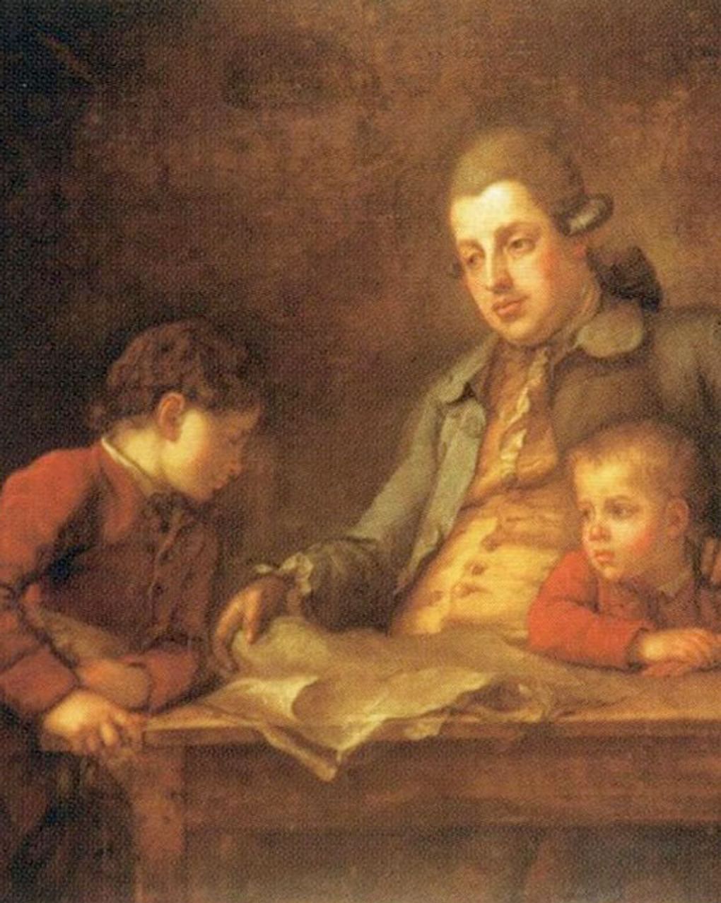 Михаил Бельский. Учитель с учениками (фрагмент). 1773. Государственный Русский музей, Санкт-Петербург