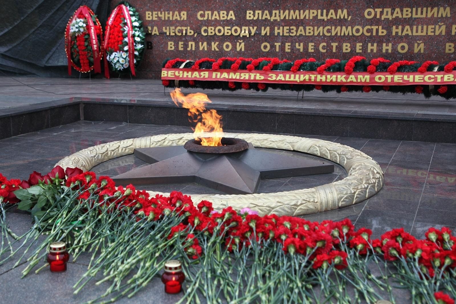 Вечный огонь и гвоздики