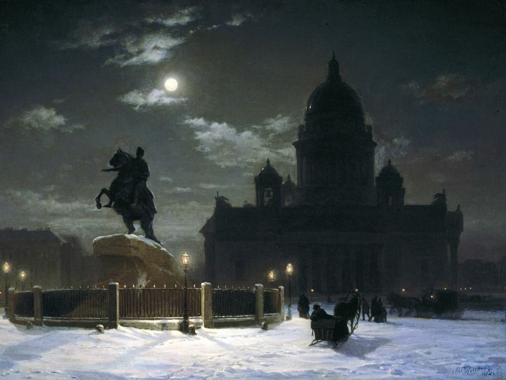 Василий Суриков. Вид памятника Петру I на Сенатской площади в Петербурге. 1870. Государственный Русский музей, Санкт-Петербург