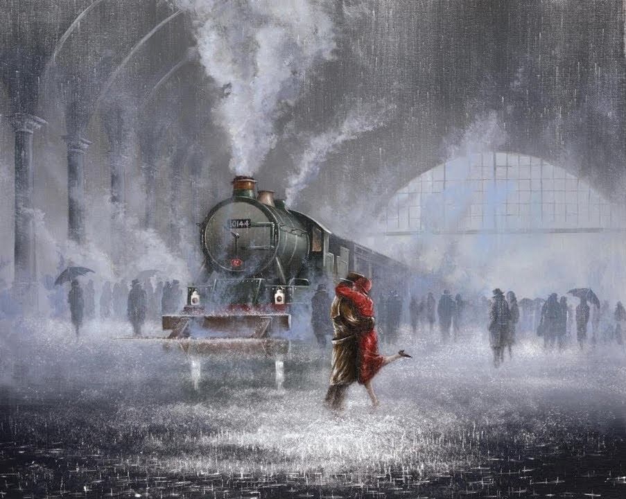 Баллада о прокуренном вагоне стихотворение. Художник Джефф Роуланд (Jeff Rowland). Джефф Роуланд картины поезд. Джефф Роуланд картины встреча. Художник дождя Джефф Роуланд.