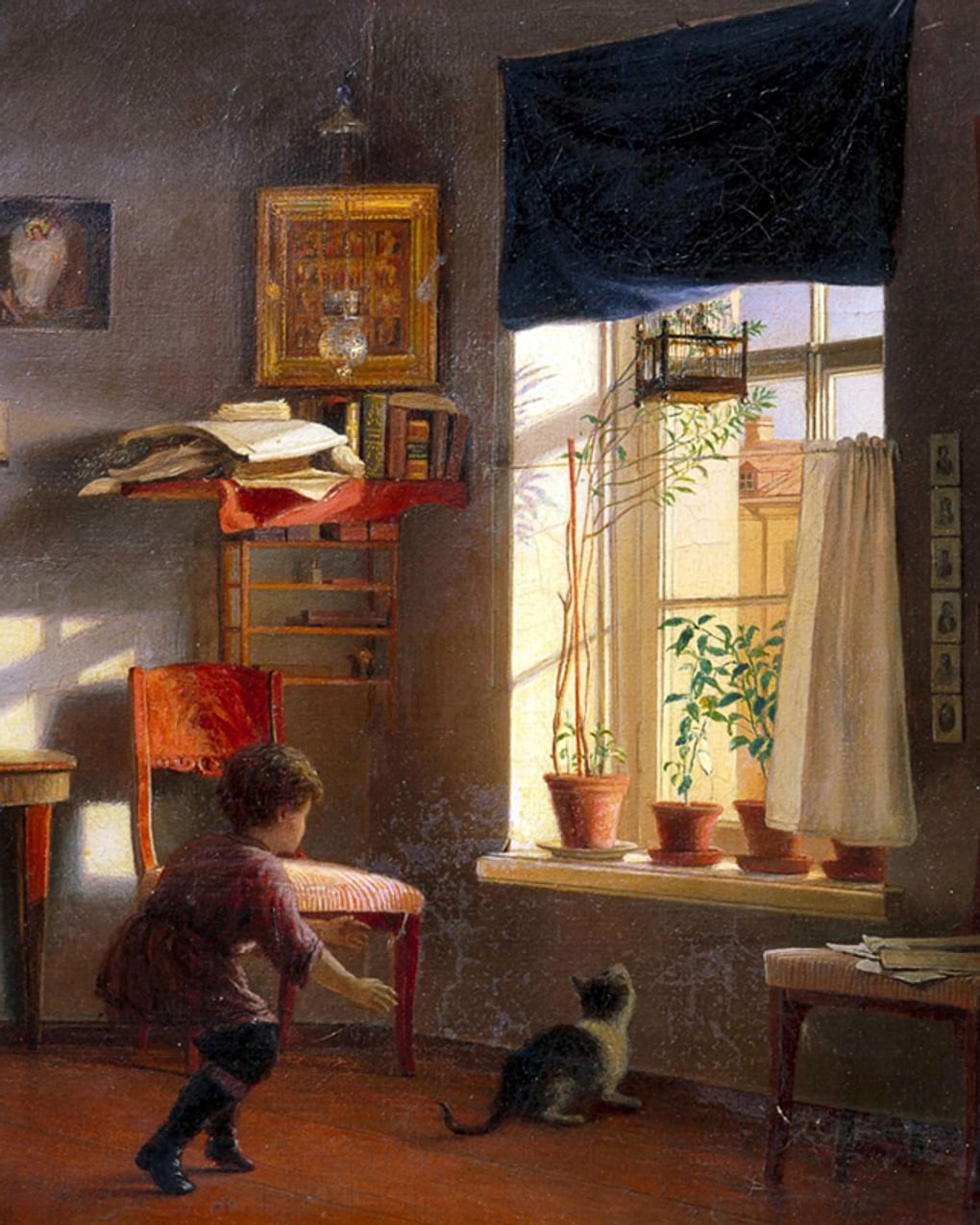 Алексей Бобров. Мальчик с кошкой (фрагмент). 1871. Государственный Русский музей, Санкт-Петербург