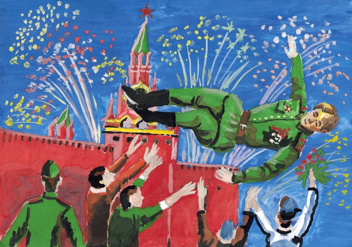 Иллюстрации с изображением празднования дня Победы