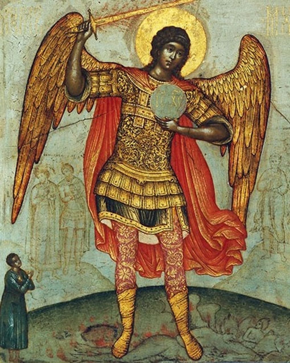 Симон Ушаков. Архангел Михаил, попирающий дьявола (фрагмент). 1676. Государственная Третьяковская галерея, Москва