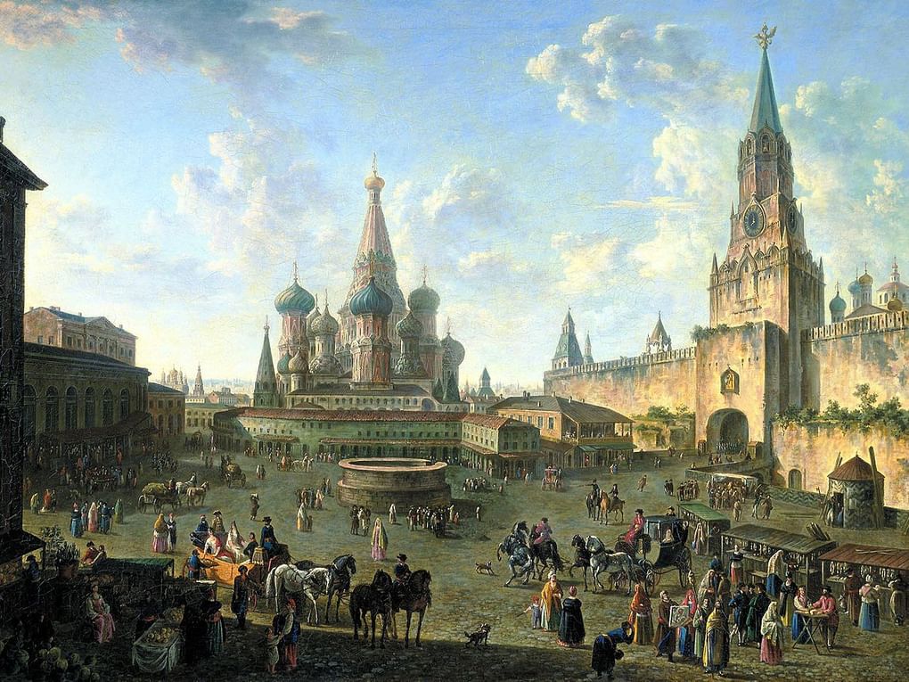 Федор Алексеев. Красная площадь в Москве (фрагмент). 1801. Государственная Третьяковская галерея, Москва
