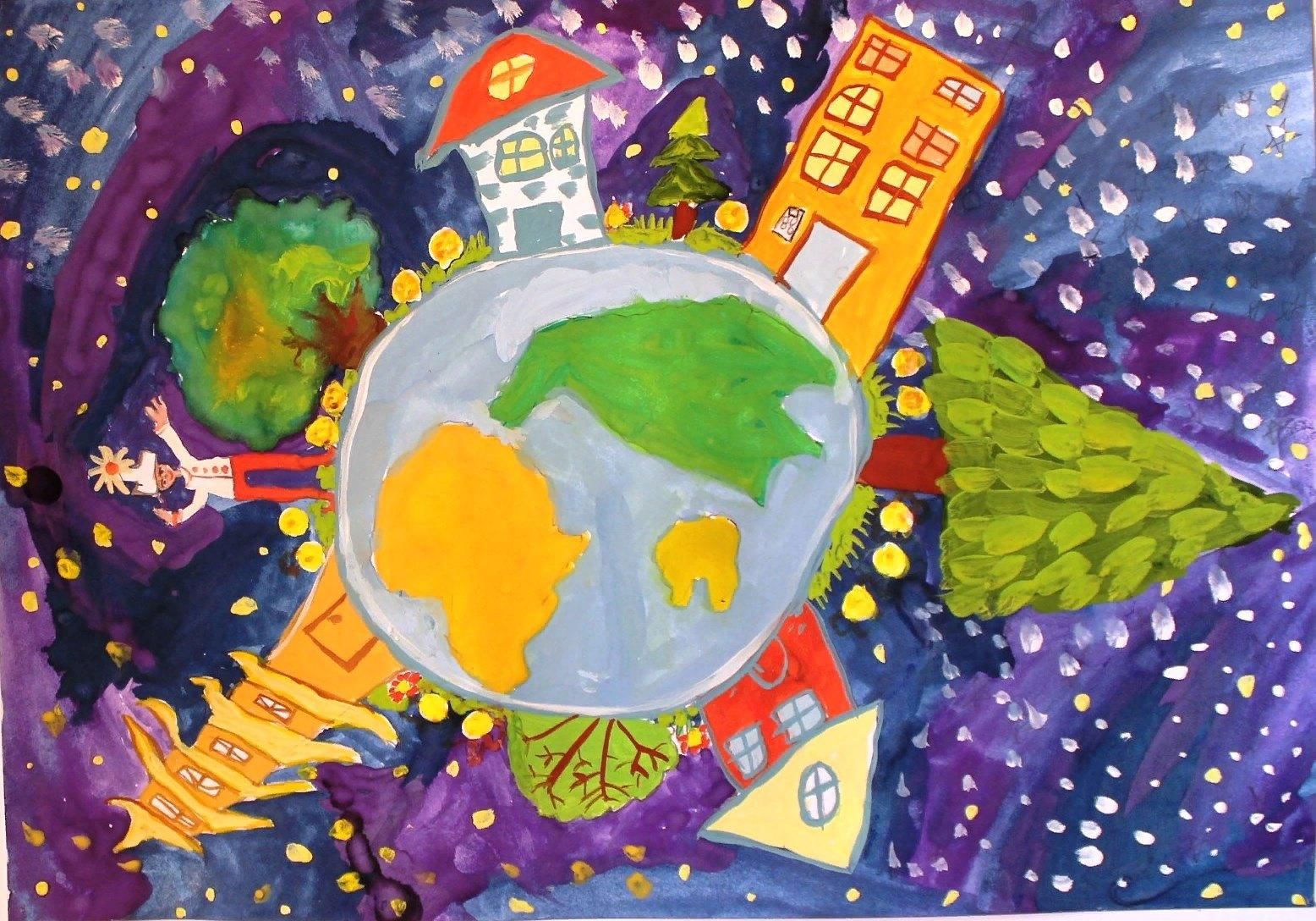 Планета рисунок 5 класс. Рисунок на тему космос. Детские рисунки на тему день земли. Планета рисунок. День земли конкурс рисунков.