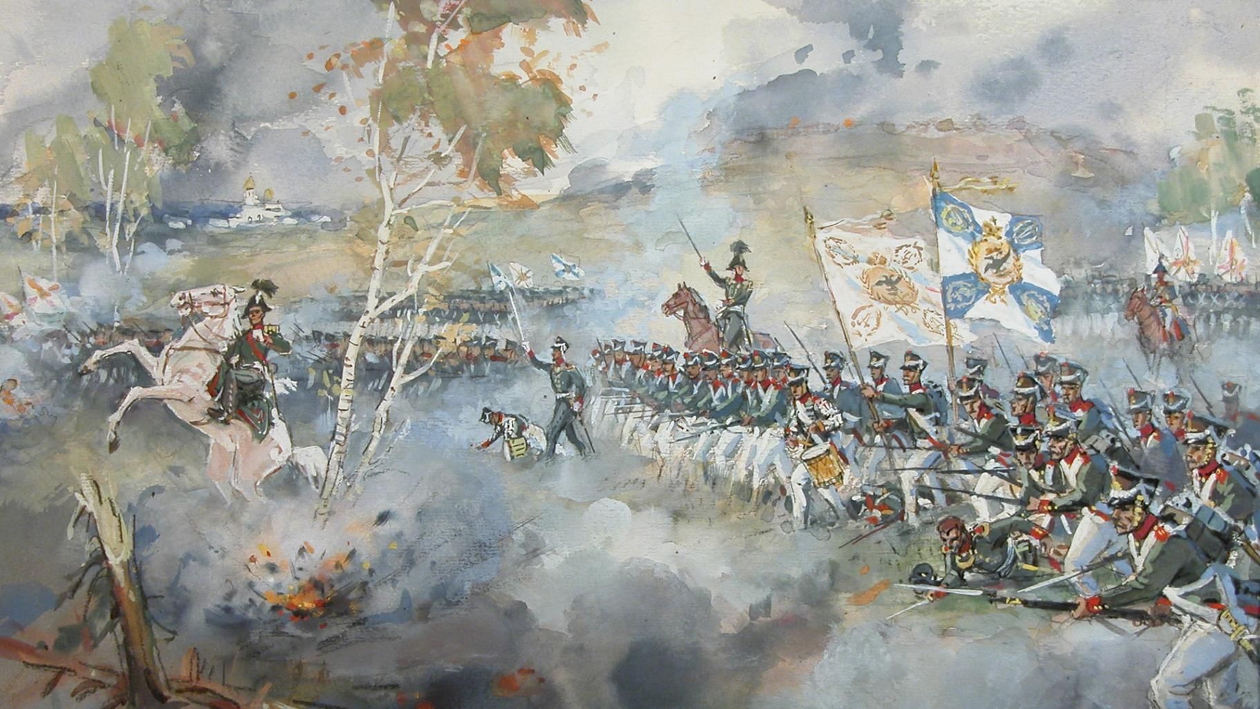 С кем сражались русские солдаты в 1812. «Бородино» (1837).