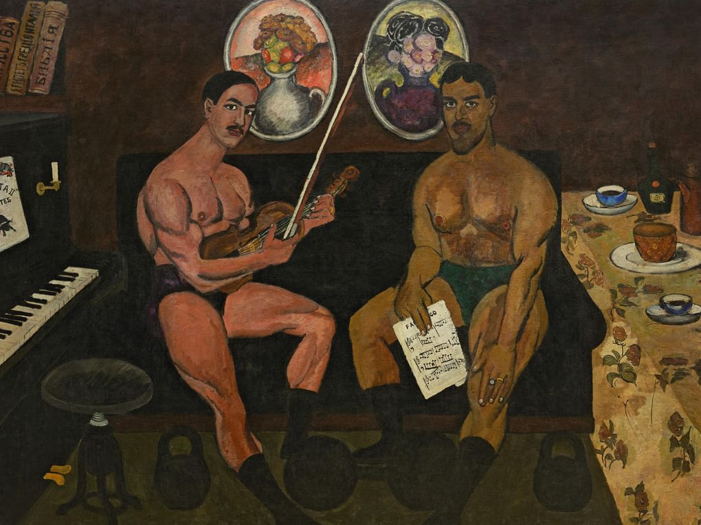 Илья Машков. Автопортрет и портрет Петра Кончаловского (фрагмент). 1910. Государственный Русский музей, Санкт-Петербург