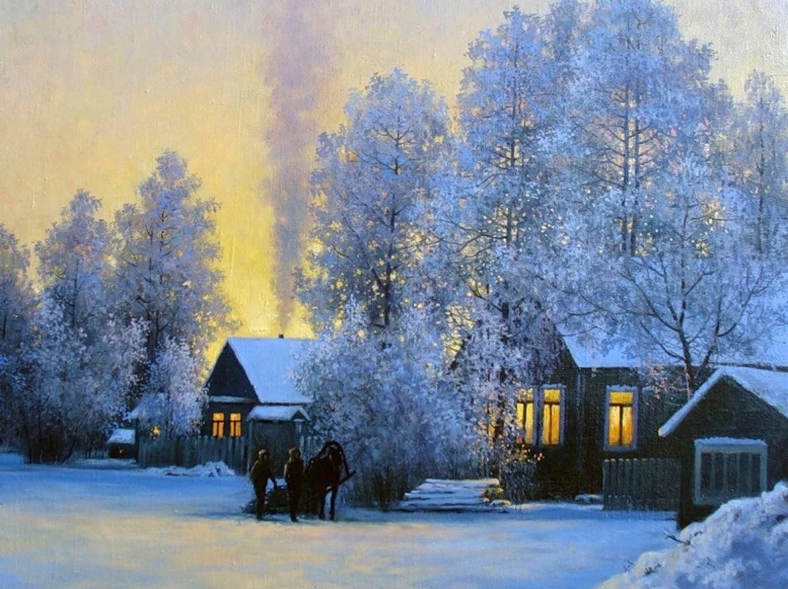 Стояла тихая морозная ночь. Зимний вечер. Зимний пейзаж деревня. Зима в деревне. Деревенский домик зимой.