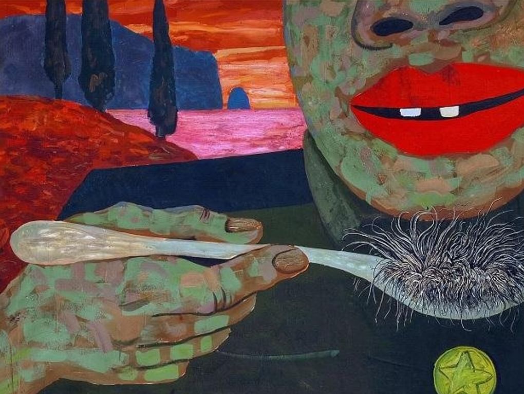 Петр Рейхет. Волосатый суп (фрагмент). 1990. Центральный выставочный зал «Манеж», Санкт-Петербург 