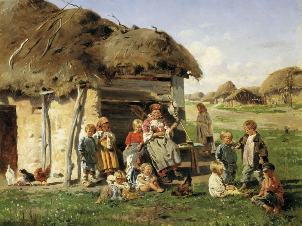 Владимир Маковский. Крестьянские дети (фрагмент). 1890. Харьковский художественный музей, Харьков, Украина