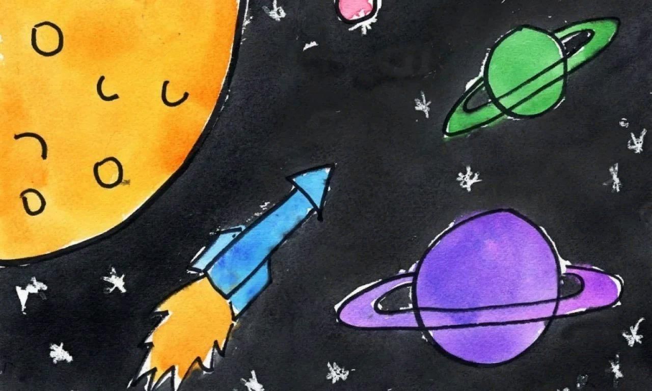 Рисуем космос пошагово. Рисунок на тему космос. Рисунок на космическую тему. Космос картинки для срисовки. Рисунки космос легкие.