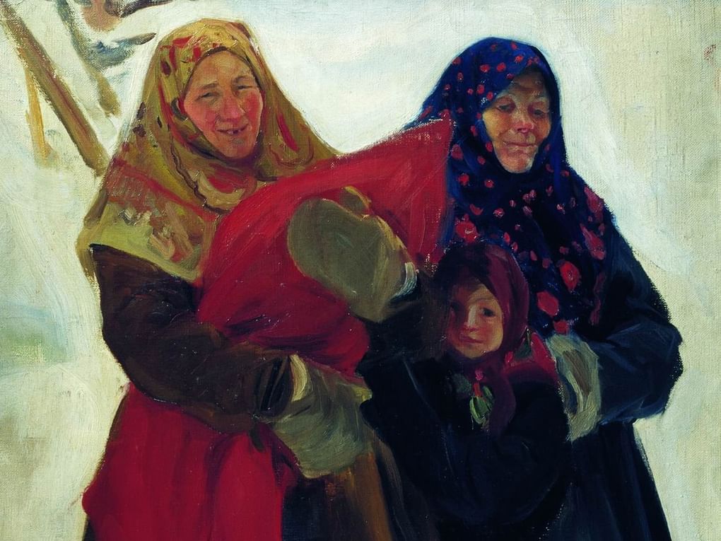 Борис Кустодиев. Бабы (фрагмент). Этюд к картине «Базар в деревне». 1902. Национальный музей изобразительных искусств им. Г. Айтиева, Бишкек, Киргизия