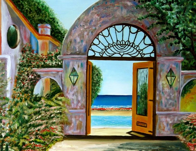 Painting door. Ворота в сказку. Сказочные волшебные ворота. Сказочные ворота открываются. Открытые сказочные ворота.