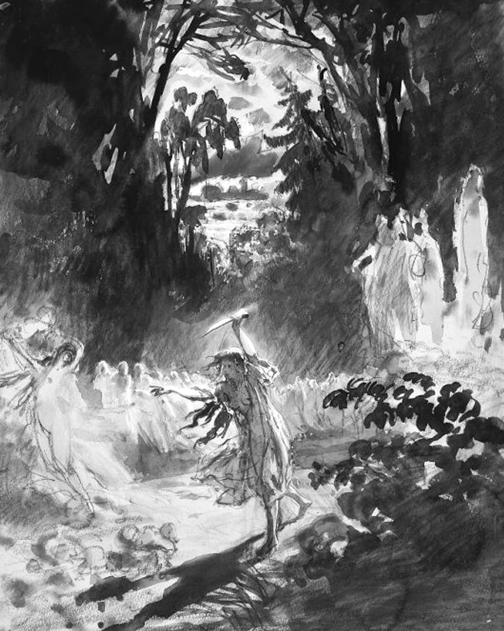 Константин Маковский. Русалки. Эскиз иллюстрации к повести Николая Гоголя «Страшная месть». 1874. Государственный музей изобразительных искусств имени А.С. Пушкина, Москва