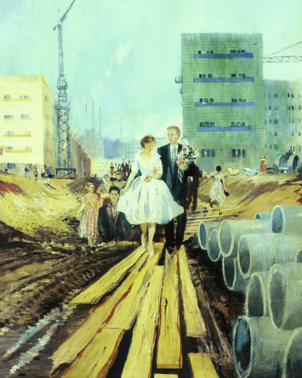 Юрий Пименов. Свадьба на завтрашней улице (фрагмент). 1962. Государственная Третьяковская галерея, Москва
