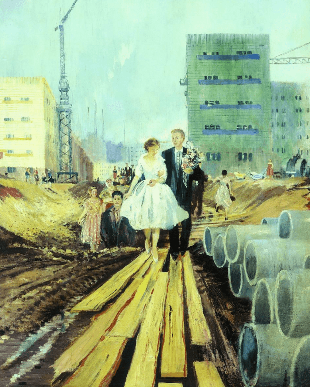 Юрий Пименов. Свадьба на завтрашней улице (фрагмент). 1962. Государственная Третьяковская галерея, Москва