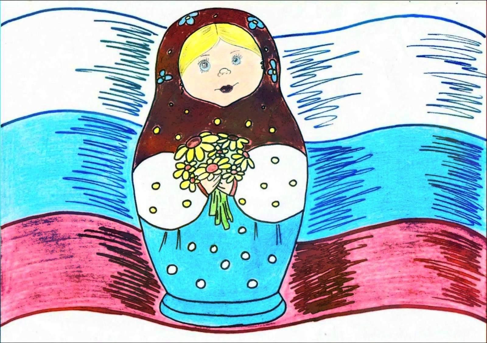Россия девушка рисунок детский