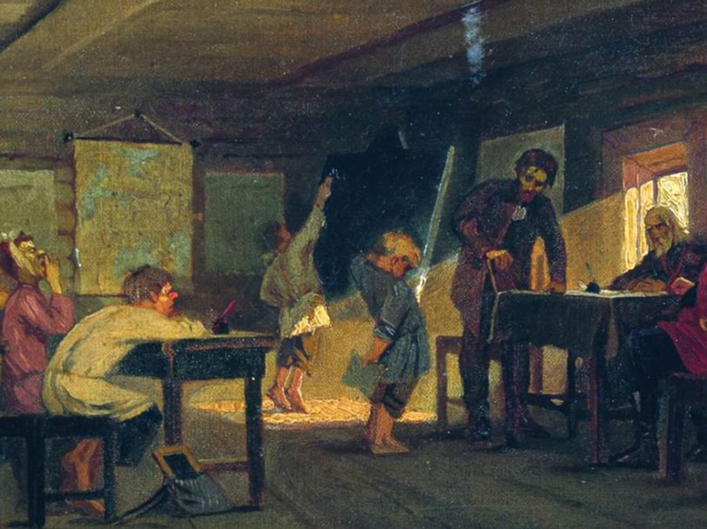 Михаил Нестеров. Экзамен в сельской школе (фрагмент). 1884. Государственная Третьяковская галерея, Москва
