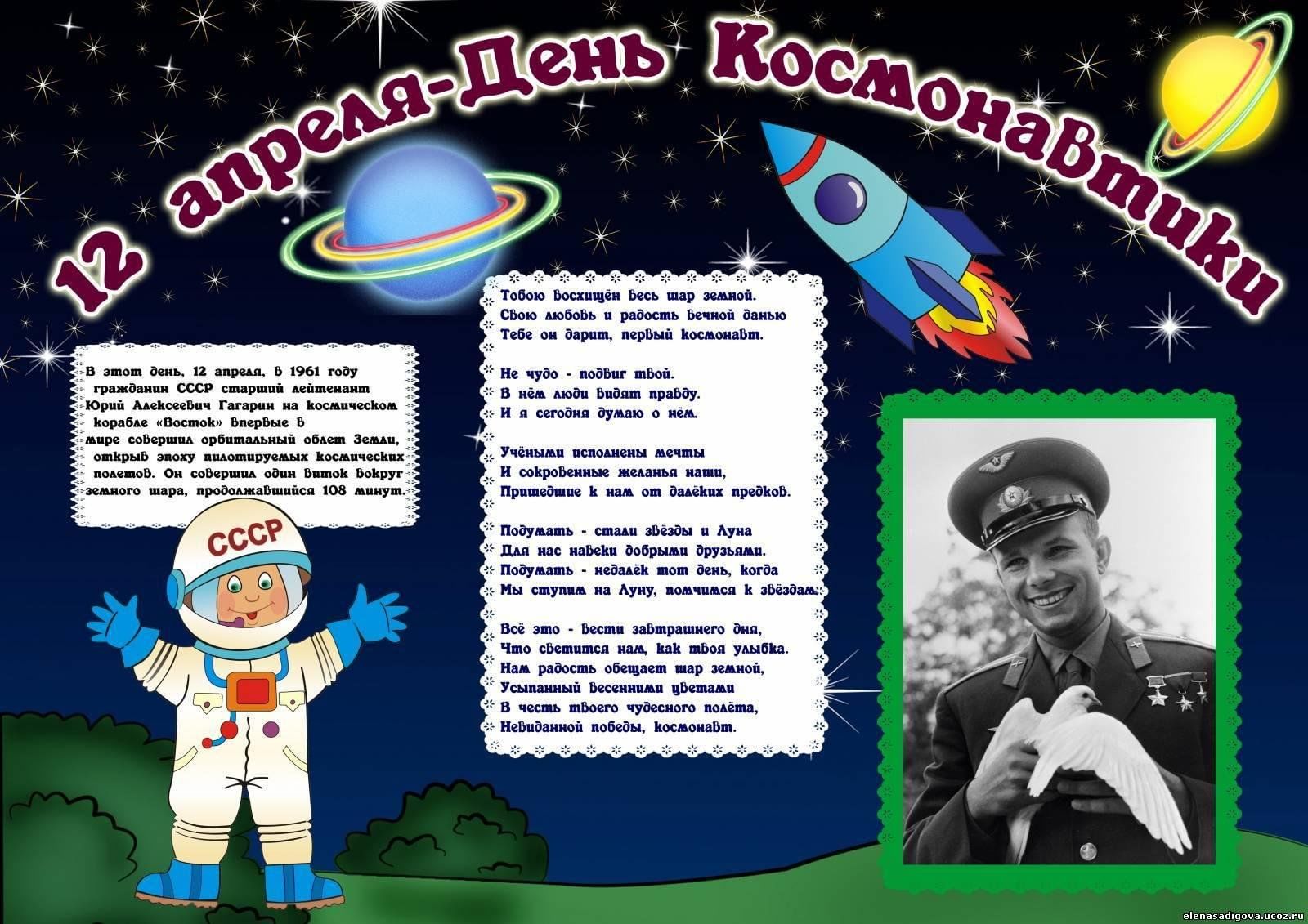 Картинка гагарина ко дню космонавтики для дошкольников