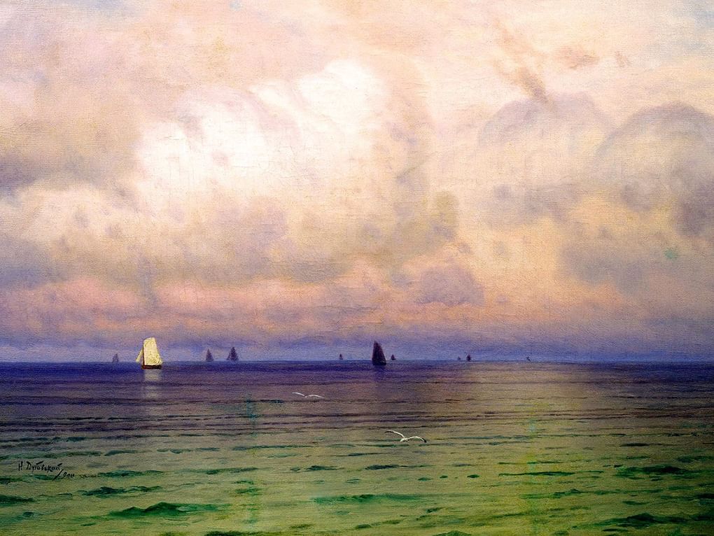 Николай Дубовский. Море. Парусники (фрагмент). 1900. Госудаpственный Владимиpо-Суздальский истоpико-аpхитектуpный и художественный музей-заповедник, Владимир