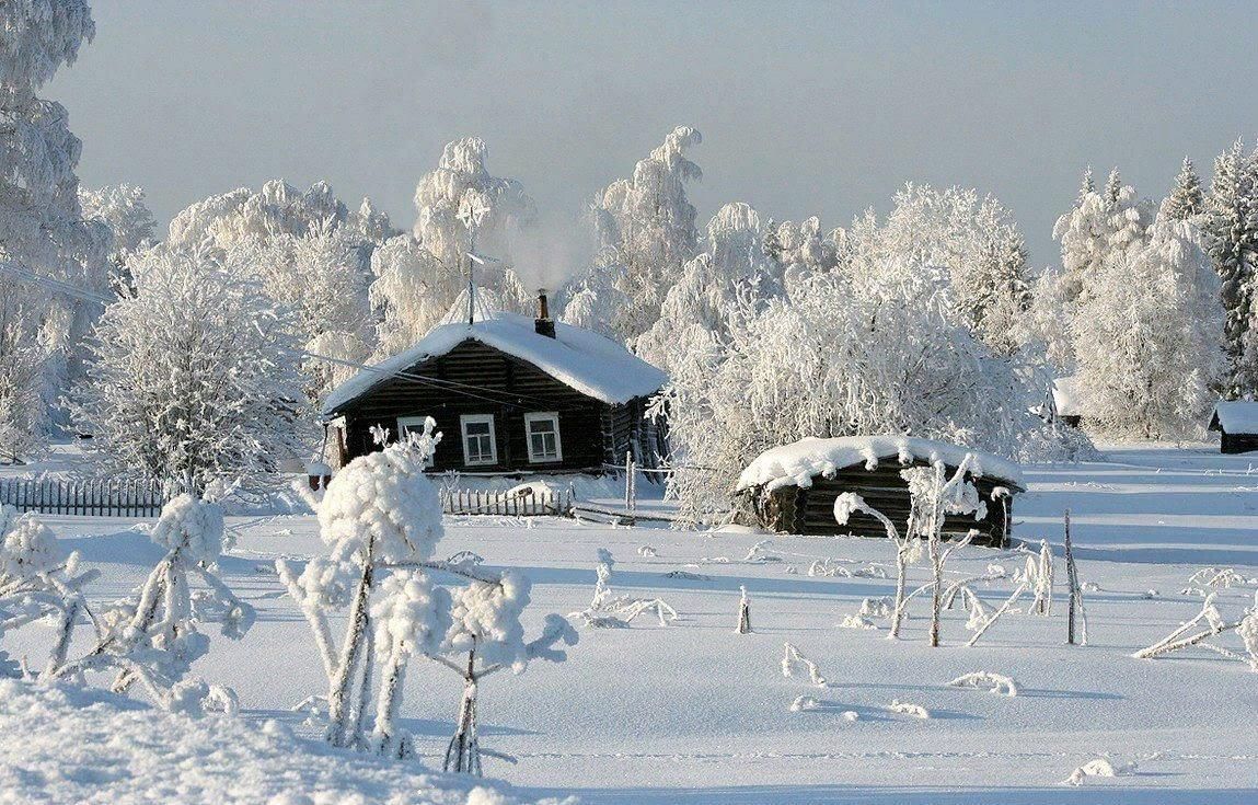 Родной край зимой. Русская зима. Деревня зимой. Деревенский домик зимой. Зимняя сказка в деревне.