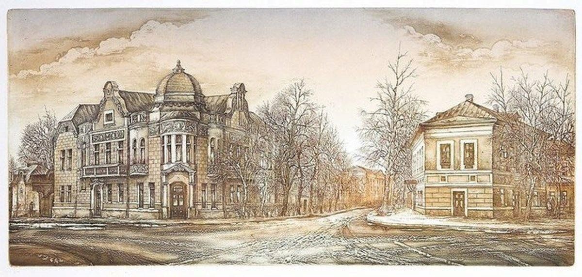 Графика калуга. Особняк купца Теренина Калуга. Художник Шубин Калуга офорты. Шубин Александр Павлович художник. Александр Шубин художник Гравюры