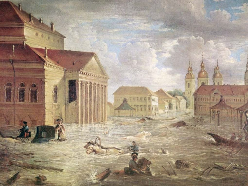Федор Алексеев. 7 ноября 1824 года на площади у Большого театра (фрагмент). 1824. Государственный Русский музей, Санкт-Петербург