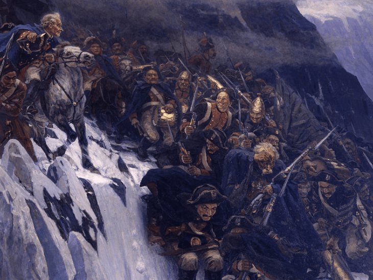 Василий Суриков. Переход Суворова через Альпы (фрагмент). 1899. Государственный Русский музей, Санкт-Петербург