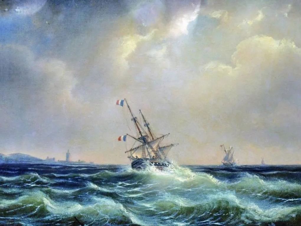 Алексей Боголюбов. Море в непогоду (фрагмент). 1871. Частное собрание