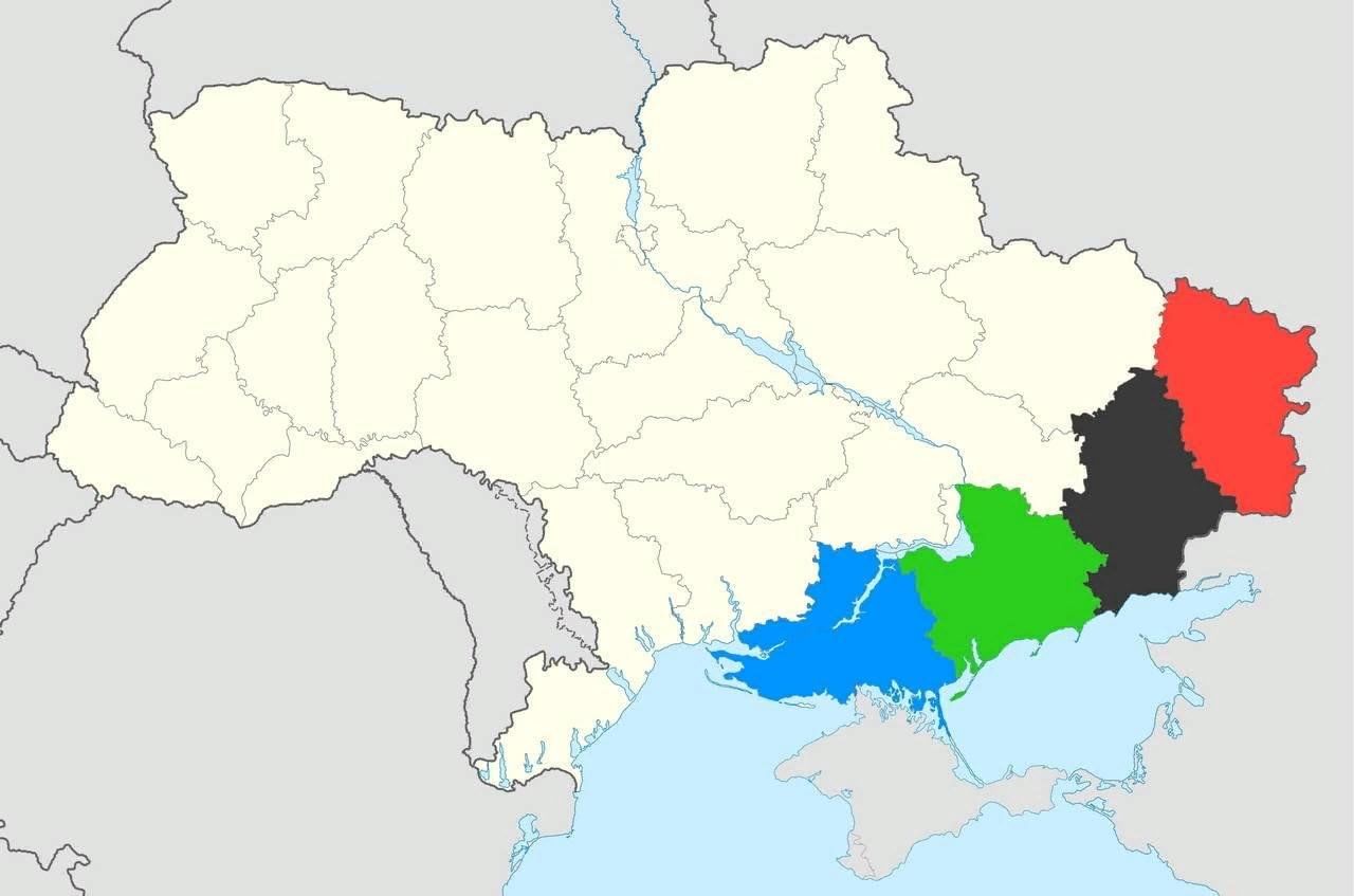 Новая карта россии с днр и лнр херсоном и запорожьем