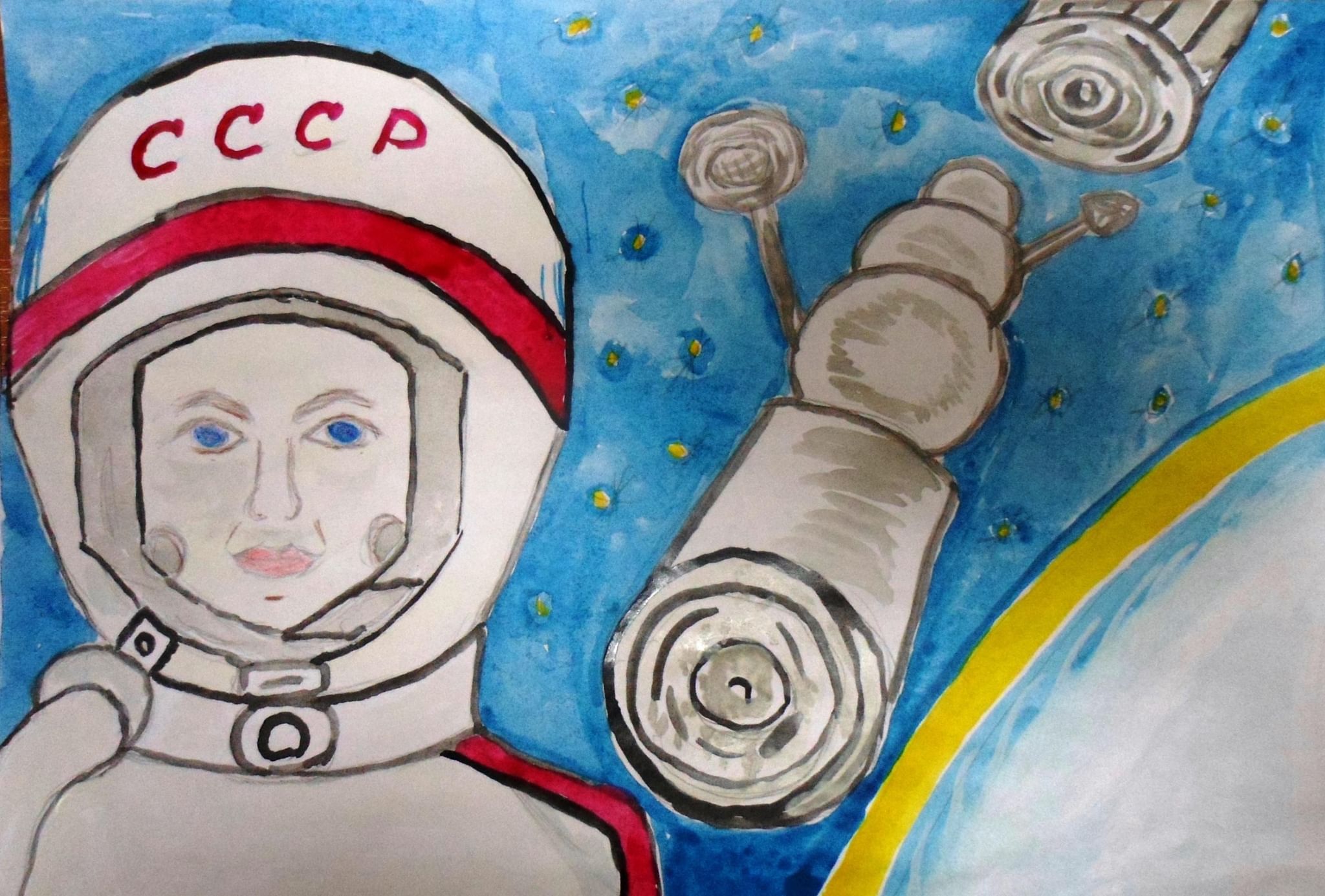 Рисунок ко Дню космонавтики карандашом
