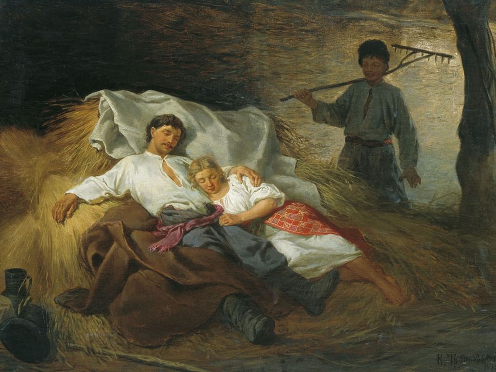 Константин Трутовский. На сеновале (фрагмент). 1872. Тюменский областной музей изобразительных искусств, Тюмень