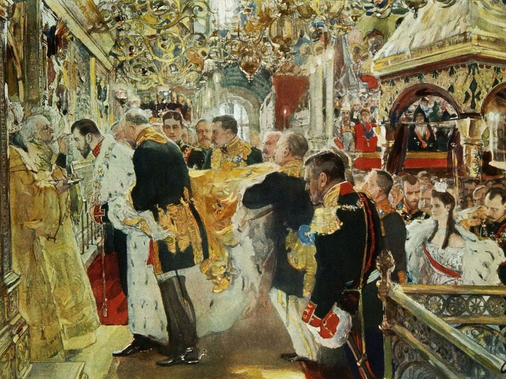 Валентин Серов. Коронация. Миропомазание Николая II в Успенском соборе (фрагмент). 1896. Государственная Третьяковская галерея, Москва