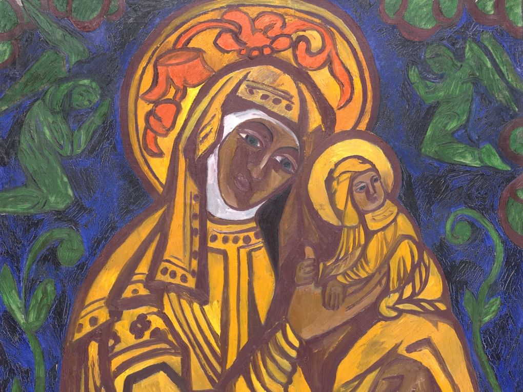 Наталья Гончарова. Богоматерь с младенцем. 1910. Государственная Третьяковская галерея, Москва