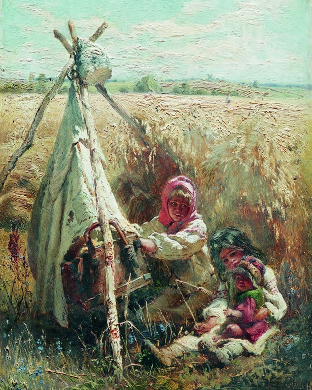 Константин Маковский. Дети в поле (фрагмент). 1870-е. Частное собрание
