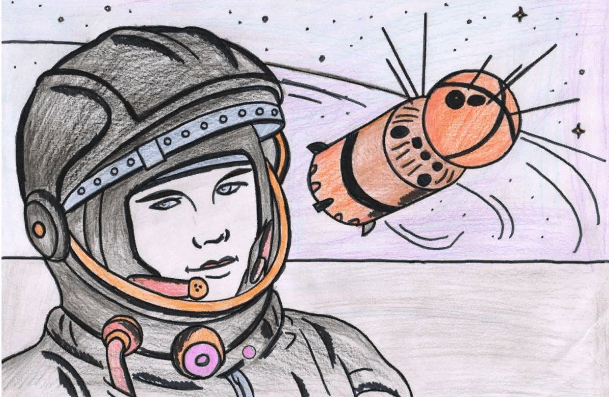 Рисунок ко Дню космонавтики простым карандашом