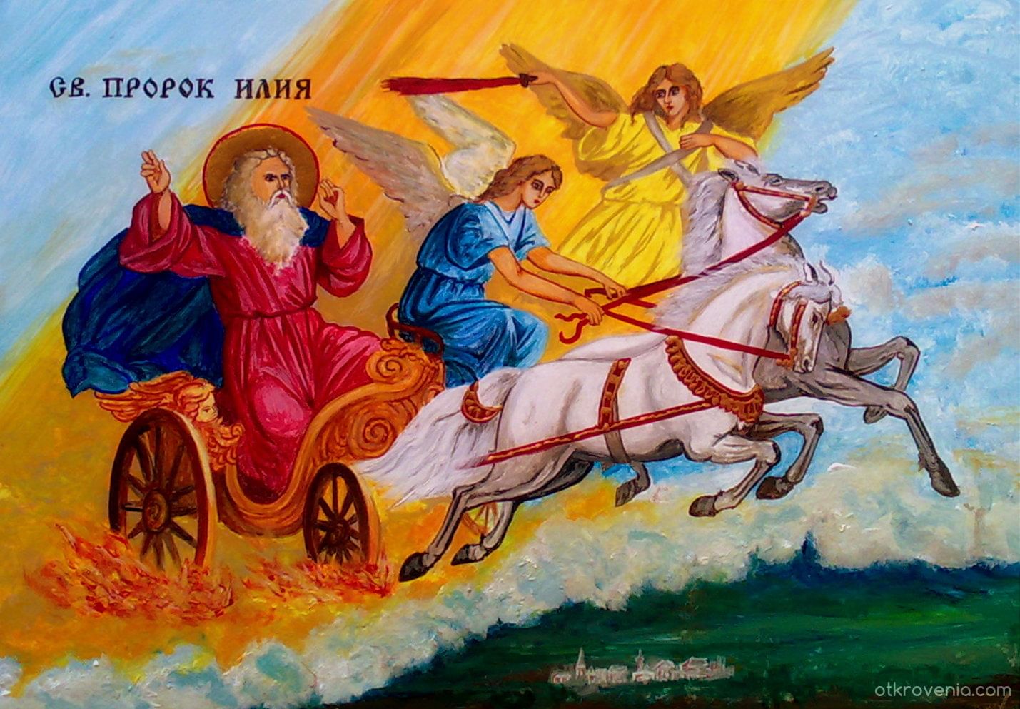 Св пророк Илия в Огненная колесница
