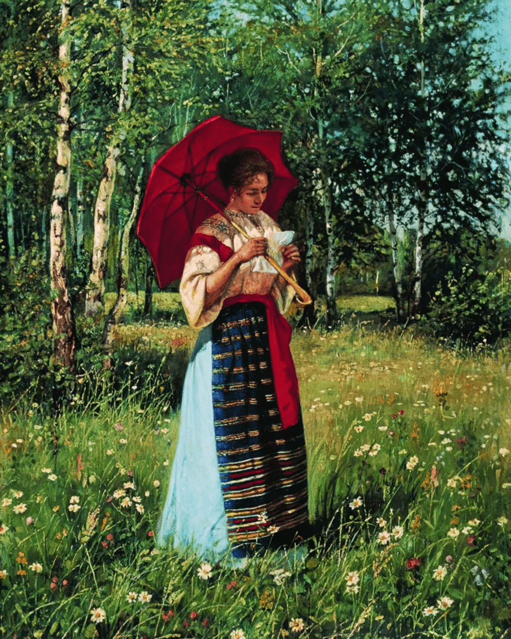Николай Богданов-Бельский. За чтением письма (фрагмент). 1892. Сумской областной художественный музей им. Н.Х. Онацкого, Сумы, Украина