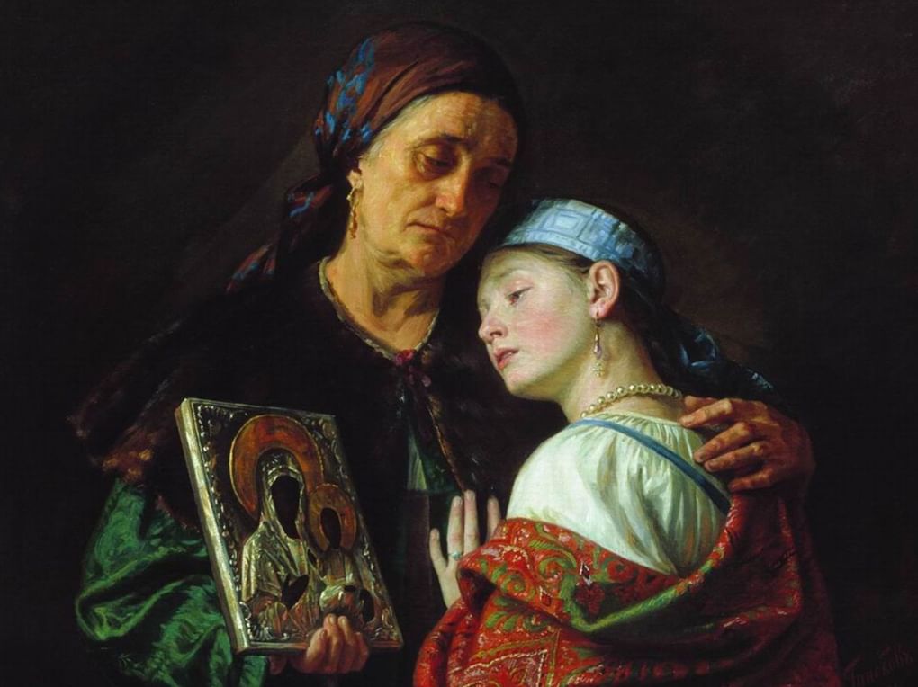 Сергей Грибков. Благословение на свадьбу (фрагмент). 1886. Государственный художественный музей Алтайского края, Барнаул